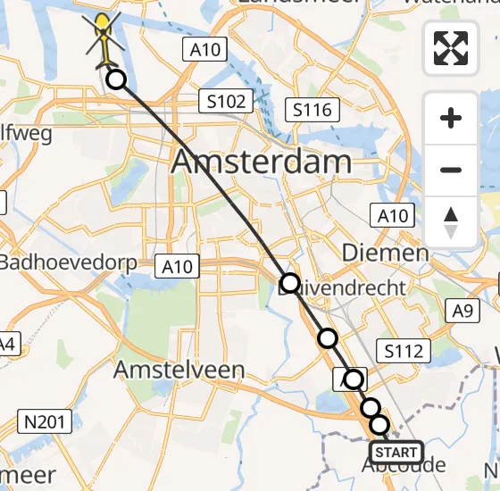 Vlucht Traumahelikopter PH-LLN van Abcoude naar Amsterdam Heliport op zaterdag 25 januari 2025 16:38