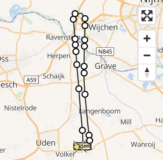 Vlucht Traumahelikopter PH-HVB van Vliegbasis Volkel naar Vliegbasis Volkel op zaterdag 25 januari 2025 16:52