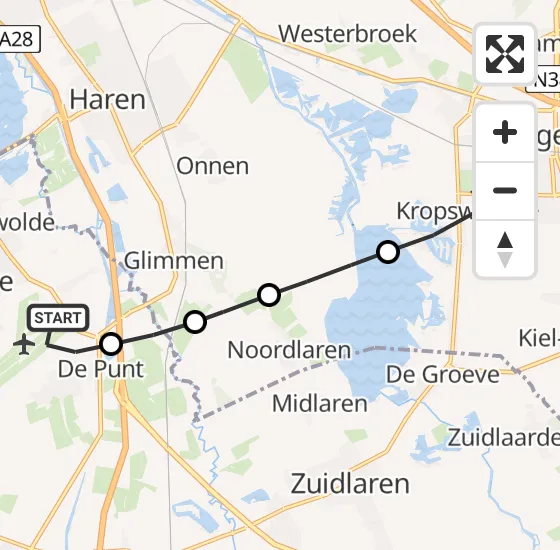 Vlucht Traumahelikopter PH-TTR van Groningen Airport Eelde naar Hoogezand op zondag 26 januari 2025 9:08