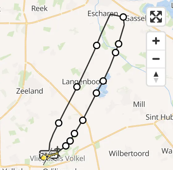 Vlucht Traumahelikopter PH-HVB van Vliegbasis Volkel naar Vliegbasis Volkel op donderdag 6 februari 2025 11:37