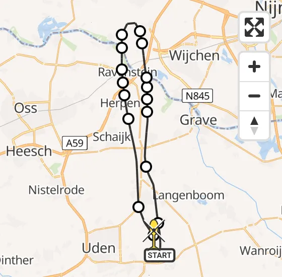Vlucht Traumahelikopter PH-HVB van Vliegbasis Volkel naar Vliegbasis Volkel op donderdag 6 februari 2025 12:25