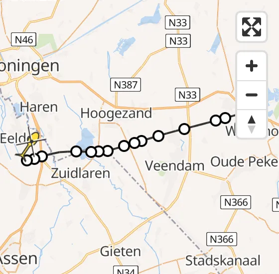 Vlucht Traumahelikopter PH-TTR van Winschoten naar Groningen Airport Eelde op donderdag 6 februari 2025 13:09