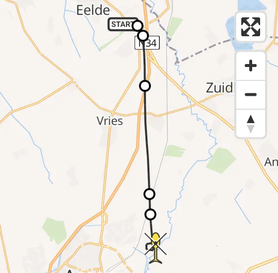 Vlucht Traumahelikopter PH-TTR van Groningen Airport Eelde naar Loon op donderdag 6 februari 2025 13:47