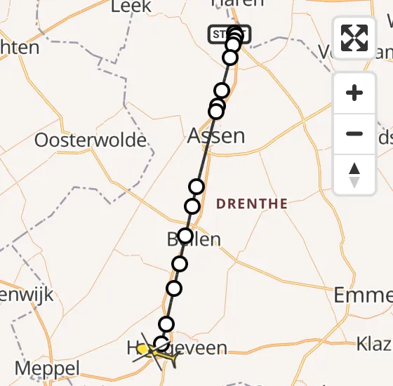 Vlucht Traumahelikopter PH-TTR van Groningen Airport Eelde naar Hoogeveen op zondag 9 februari 2025 7:14
