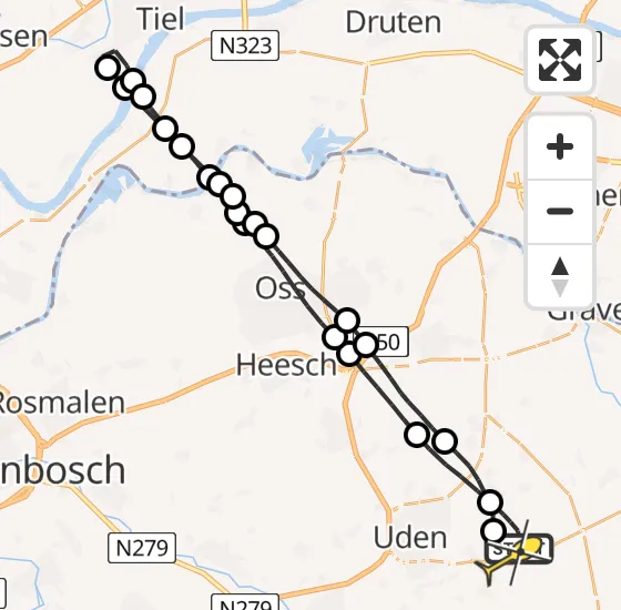 Vlucht Traumahelikopter PH-HVB van Vliegbasis Volkel naar Vliegbasis Volkel op maandag 10 februari 2025 16:57