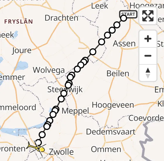 Vlucht Traumahelikopter PH-TTR van Groningen Airport Eelde naar Kampen op zaterdag 15 maart 2025 8:35