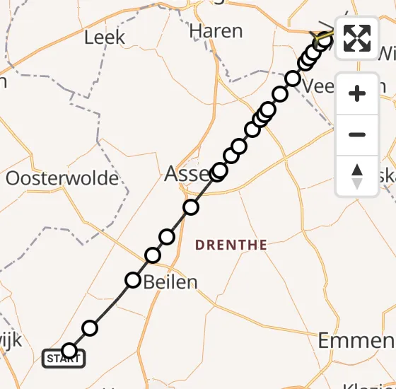 Vlucht Traumahelikopter PH-TTR van Uffelte naar Zuidbroek op zaterdag 15 maart 2025 10:23
