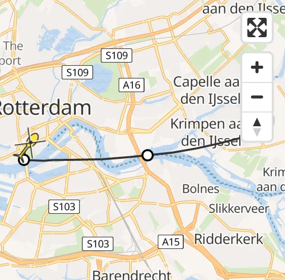 Vlucht Traumahelikopter PH-UMC van Krimpen aan den IJssel naar Erasmus MC op zaterdag 15 maart 2025 11:19