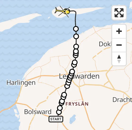 Vlucht Ambulancehelikopter PH-OOP van Sneek naar Ameland Airport Ballum op dinsdag 18 maart 2025 11:53