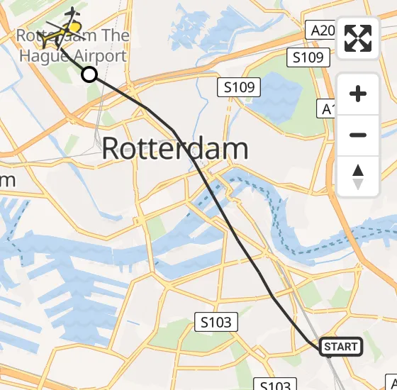 Vlucht Traumahelikopter PH-UMC van Rotterdam naar Rotterdam The Hague Airport op dinsdag 18 maart 2025 11:54