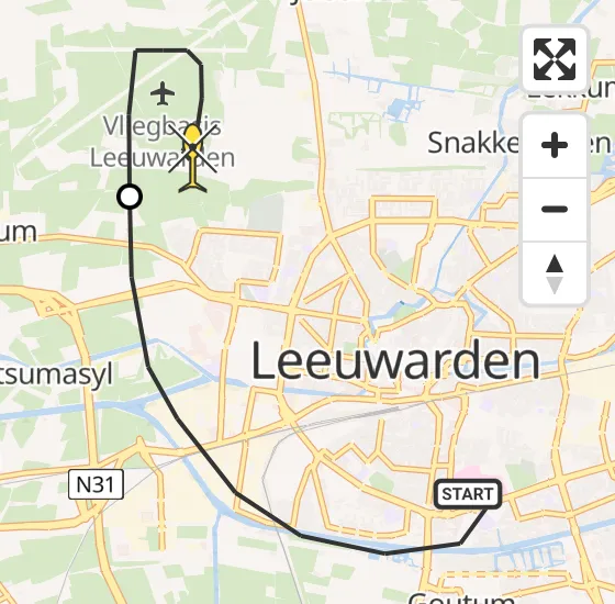 Vlucht Ambulancehelikopter PH-OOP van Leeuwarden naar Vliegbasis Leeuwarden op dinsdag 18 maart 2025 13:13