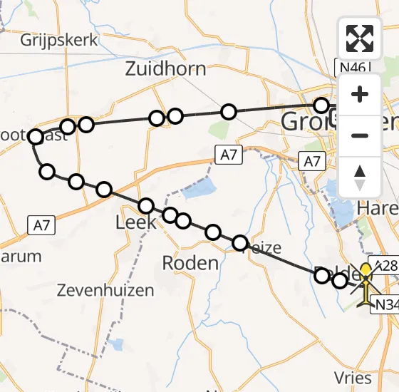 Vlucht Traumahelikopter PH-TTR van Universitair Medisch Centrum Groningen naar Groningen Airport Eelde op dinsdag 18 maart 2025 13:32