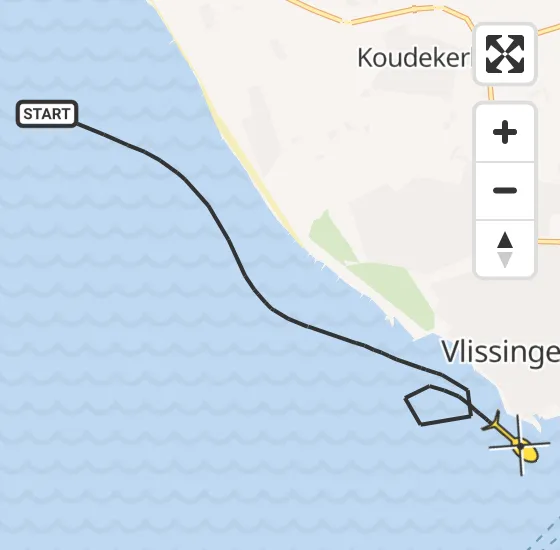 Vlucht Kustwachthelikopter PH-NCG van Vlissingen naar Vlissingen op dinsdag 18 maart 2025 14:29