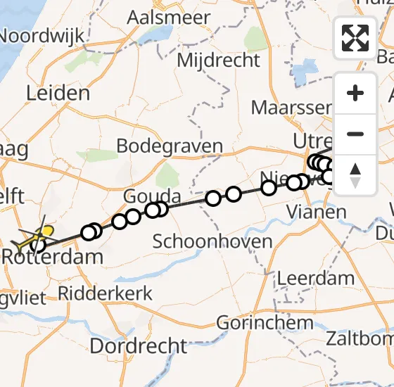 Vlucht Traumahelikopter PH-UMC van Universitair Medisch Centrum Utrecht naar Rotterdam The Hague Airport op dinsdag 18 maart 2025 14:42
