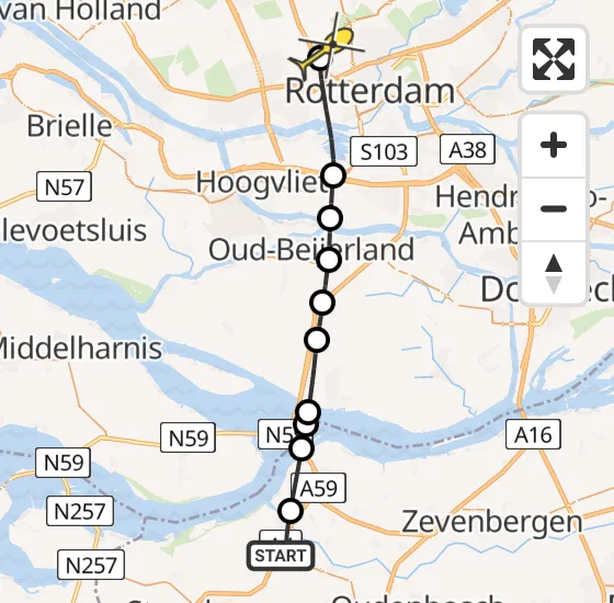 Vlucht Traumahelikopter PH-MAA van Dinteloord naar Rotterdam The Hague Airport op dinsdag 18 maart 2025 15:04