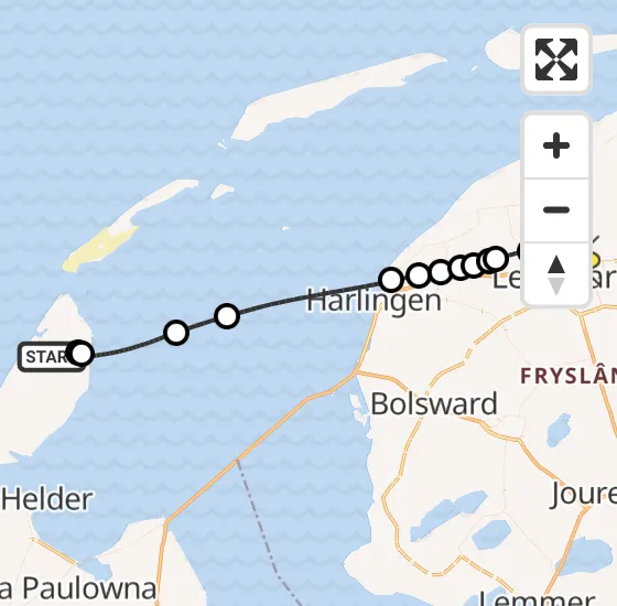 Vlucht Ambulancehelikopter PH-OOP van Texel International Airport naar Vliegbasis Leeuwarden op dinsdag 18 maart 2025 15:37