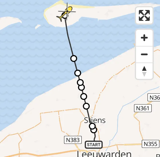 Vlucht Ambulancehelikopter PH-HOW van Vliegbasis Leeuwarden naar Ameland Airport Ballum op dinsdag 1 april 2025 16:32