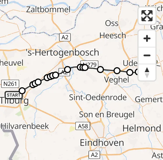 Vlucht Traumahelikopter PH-MAA van Tilburg naar Vliegbasis Volkel op woensdag 2 april 2025 14:10