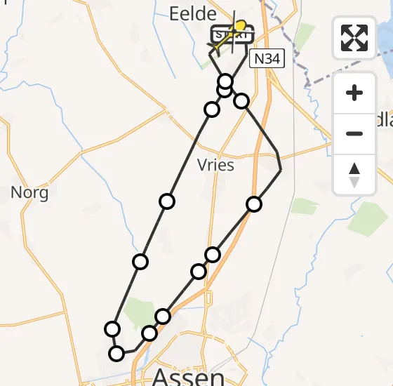 Vlucht Traumahelikopter PH-HVB van Groningen Airport Eelde naar Groningen Airport Eelde op woensdag 2 april 2025 15:13