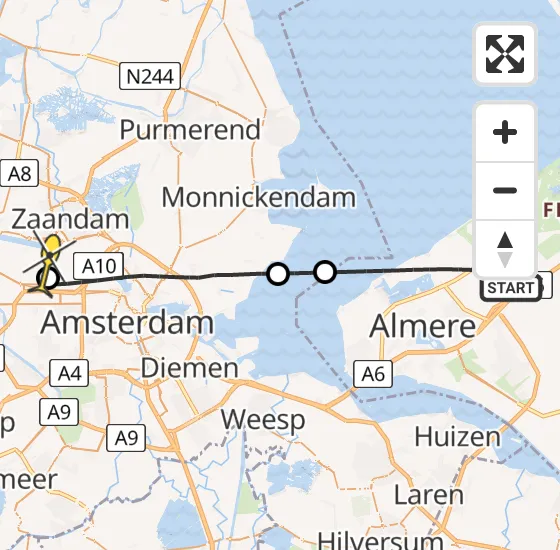 Vlucht Traumahelikopter PH-DOC van Almere naar Amsterdam Heliport op woensdag 2 april 2025 15:16