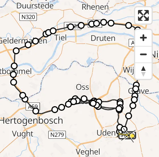 Vlucht Politiehelikopter PH-PXD van Vliegbasis Volkel naar Vliegbasis Volkel op woensdag 2 april 2025 16:06
