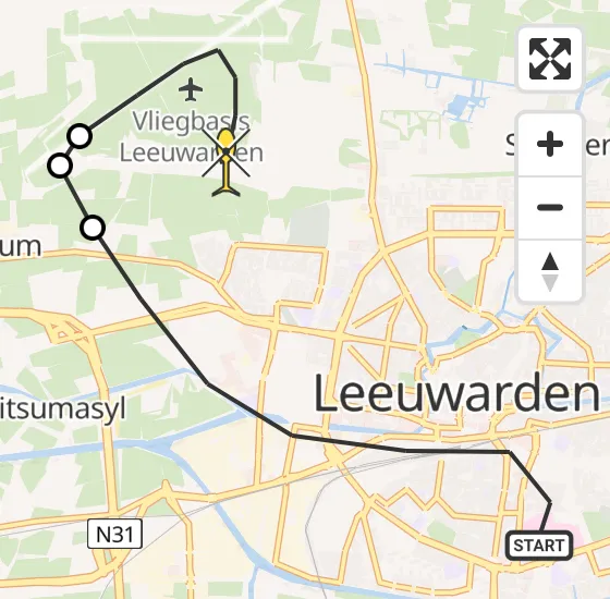 Vlucht Ambulancehelikopter PH-HOW van Leeuwarden naar Vliegbasis Leeuwarden op woensdag 2 april 2025 16:08
