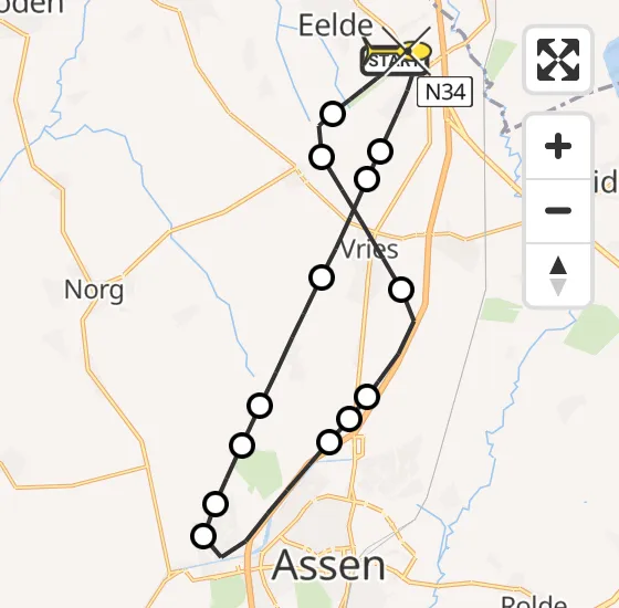 Vlucht Traumahelikopter PH-HVB van Groningen Airport Eelde naar Groningen Airport Eelde op woensdag 2 april 2025 16:20