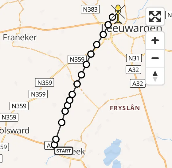 Vlucht Ambulancehelikopter PH-HOW van Sneek naar Vliegbasis Leeuwarden op woensdag 2 april 2025 17:24