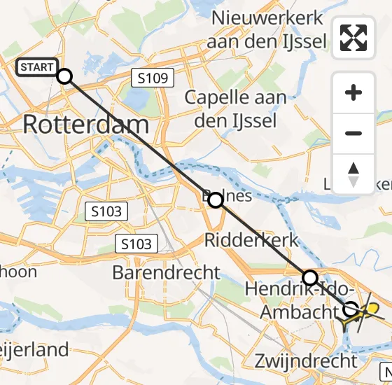 Vlucht Traumahelikopter PH-UMC van Rotterdam The Hague Airport naar Papendrecht op woensdag 2 april 2025 17:30