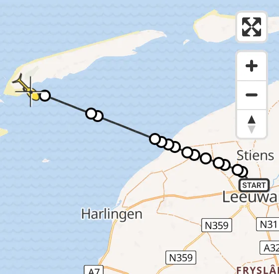 Vlucht Ambulancehelikopter PH-HOW van Vliegbasis Leeuwarden naar West-Terschelling op woensdag 2 april 2025 18:50