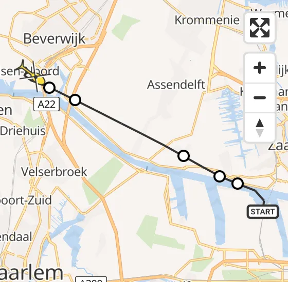 Vlucht Traumahelikopter PH-DOC van Amsterdam Heliport naar Velsen-Noord op woensdag 2 april 2025 20:26