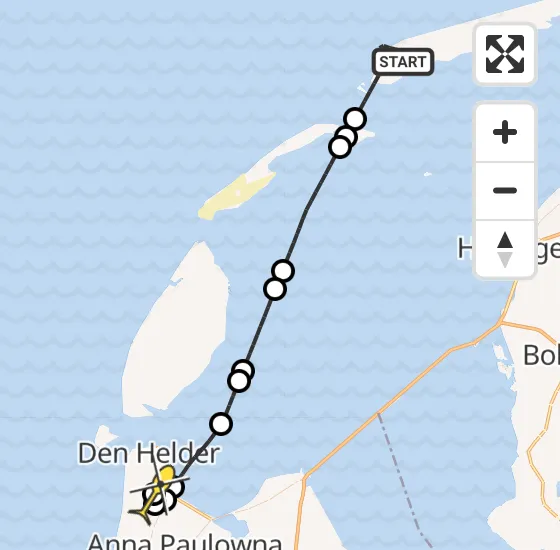 Vlucht Kustwachthelikopter PH-SAR van West-Terschelling naar Vliegveld De Kooy op woensdag 2 april 2025 20:48