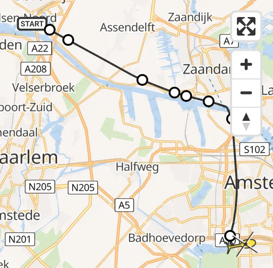 Vlucht Traumahelikopter PH-DOC van Velsen-Noord naar VU Medisch Centrum Amsterdam op woensdag 2 april 2025 21:00