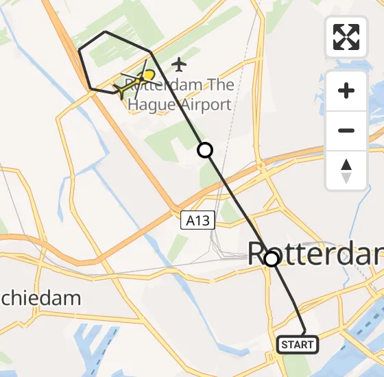 Vlucht Traumahelikopter PH-UMC van Erasmus MC naar Rotterdam The Hague Airport op woensdag 2 april 2025 21:19