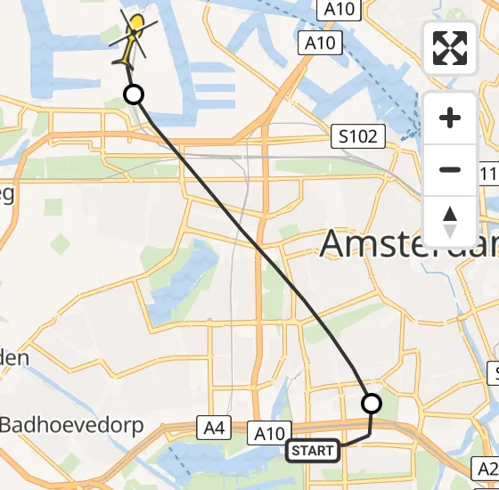 Vlucht Traumahelikopter PH-DOC van VU Medisch Centrum Amsterdam naar Amsterdam Heliport op woensdag 2 april 2025 21:32