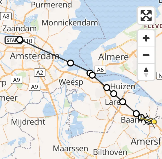 Vlucht Traumahelikopter PH-DOC van Amsterdam Heliport naar Bunschoten-Spakenburg op woensdag 2 april 2025 22:31