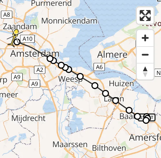 Vlucht Traumahelikopter PH-DOC van Hoogland naar Amsterdam Heliport op woensdag 2 april 2025 23:00