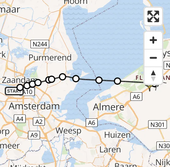 Vlucht Traumahelikopter PH-DOC van Amsterdam Heliport naar Lelystad op donderdag 3 april 2025 2:20