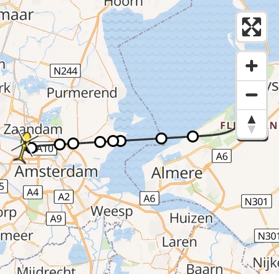 Vlucht Traumahelikopter PH-DOC van Lelystad naar Amsterdam Heliport op donderdag 3 april 2025 2:48