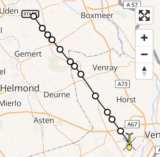 Vlucht Traumahelikopter PH-MAA van Vliegbasis Volkel naar Maasbree op donderdag 3 april 2025 3:26
