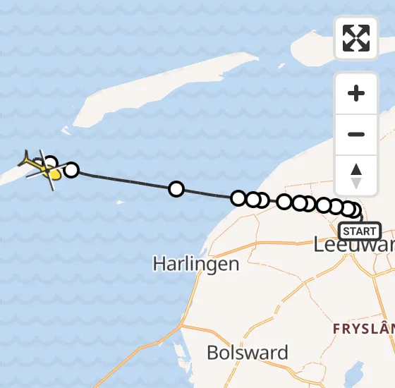 Vlucht Ambulancehelikopter PH-HOW van Vliegbasis Leeuwarden naar Vlieland Heliport op donderdag 3 april 2025 5:02