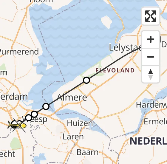 Vlucht Traumahelikopter PH-DOC van Swifterbant naar Academisch Medisch Centrum (AMC) op donderdag 3 april 2025 7:17