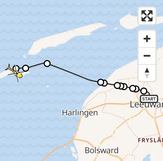Vlucht Ambulancehelikopter PH-HOW van Vliegbasis Leeuwarden naar Vlieland Heliport op donderdag 3 april 2025 7:23