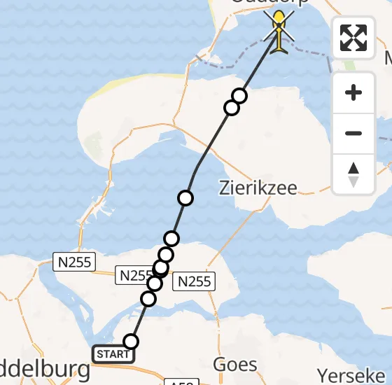 Vlucht Kustwachthelikopter PH-NCG van Vliegveld Midden-Zeeland naar Ouddorp op donderdag 3 april 2025 9:17