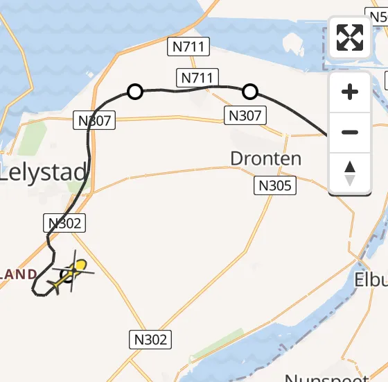 Vlucht Traumahelikopter PH-TTR van Dronten naar Lelystad Airport op donderdag 3 april 2025 9:39