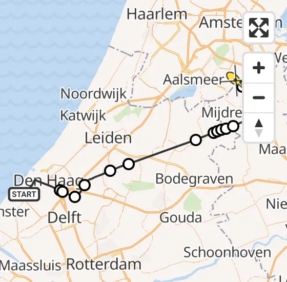 Vlucht Politiehelikopter PH-PXB van Den Haag naar Ouderkerk aan de Amstel op donderdag 3 april 2025 10:53