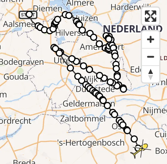 Vlucht Politiehelikopter PH-PXF van Schiphol naar Vliegbasis Volkel op donderdag 3 april 2025 11:17