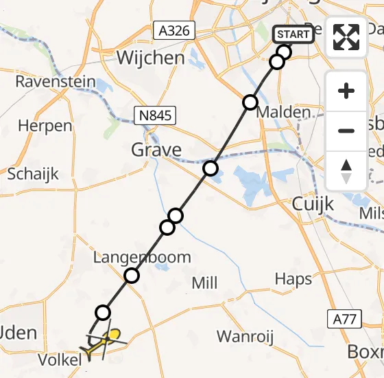 Vlucht Traumahelikopter PH-MAA van Radboud Universitair Medisch Centrum naar Vliegbasis Volkel op donderdag 3 april 2025 11:43
