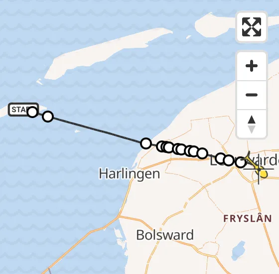 Vlucht Ambulancehelikopter PH-HOW van Vlieland Heliport naar Leeuwarden op donderdag 3 april 2025 13:26