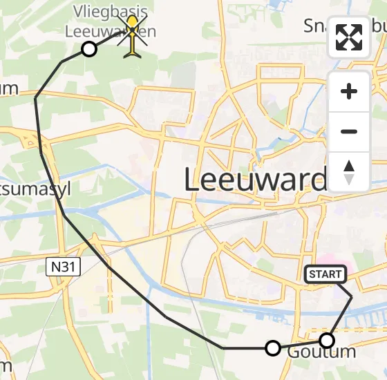 Vlucht Ambulancehelikopter PH-HOW van Leeuwarden naar Vliegbasis Leeuwarden op donderdag 3 april 2025 14:16